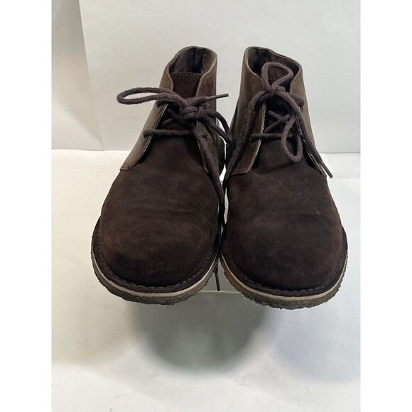 Ugg Mens Boots Size 11 US Chukka Desert Brown Leather Suede Leighton Two Tone - Picture 4 of 13